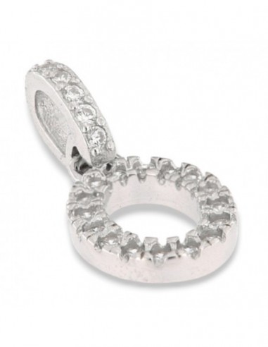Ciondolo Argento Rodiato Iniziale O Zirconi Bia [f479b2e1]