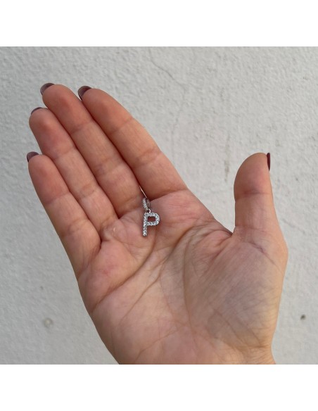 Ciondolo Argento Rodiato Iniziale P Zirconi Bia [c4c8abe4]