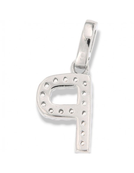 Ciondolo Argento Rodiato Iniziale P Zirconi Bia [76852dfe]