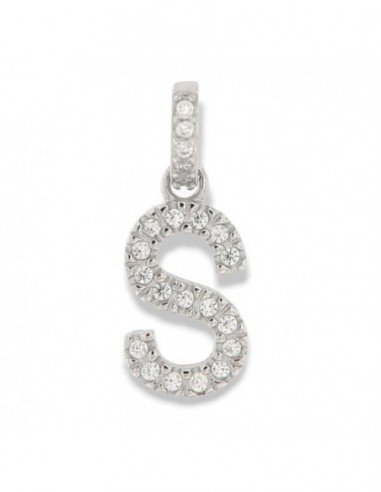 Ciondolo Argento Rodiato Iniziale S Zirconi Bia [6fbb892b]