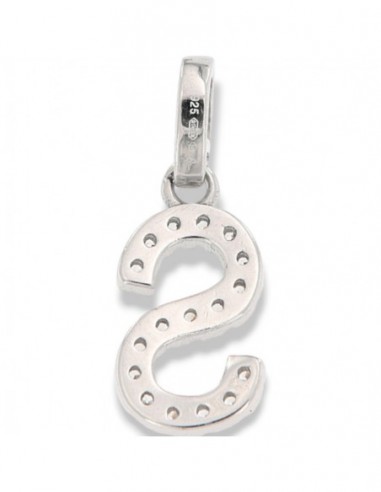 Ciondolo Argento Rodiato Iniziale S Zirconi Bia [ff7044fc]