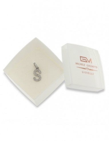 Ciondolo Argento Rodiato Iniziale S Zirconi Bia [486d85f8]