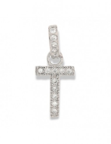 Ciondolo Argento Rodiato Iniziale T Zirconi Bia [d8a6482f]