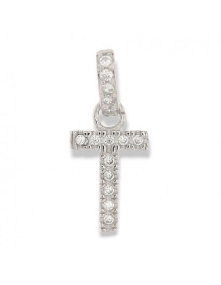 Ciondolo Argento Rodiato Iniziale T Zirconi Bia [d8a6482f]