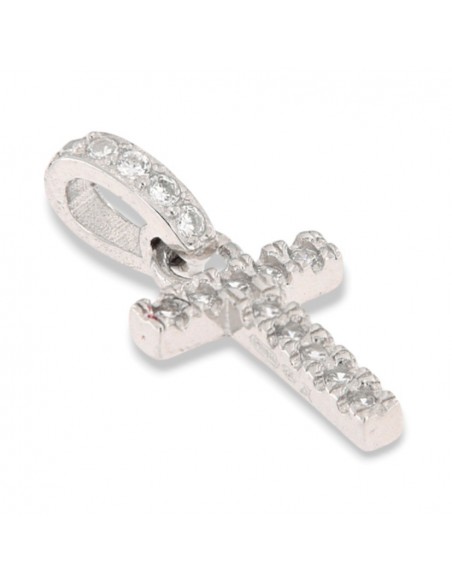 Ciondolo Argento Rodiato Iniziale T Zirconi Bia [7d8cdbe3]