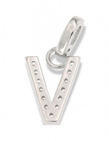 Ciondolo Argento Rodiato Iniziale V Zirconi Bia [52538af7]