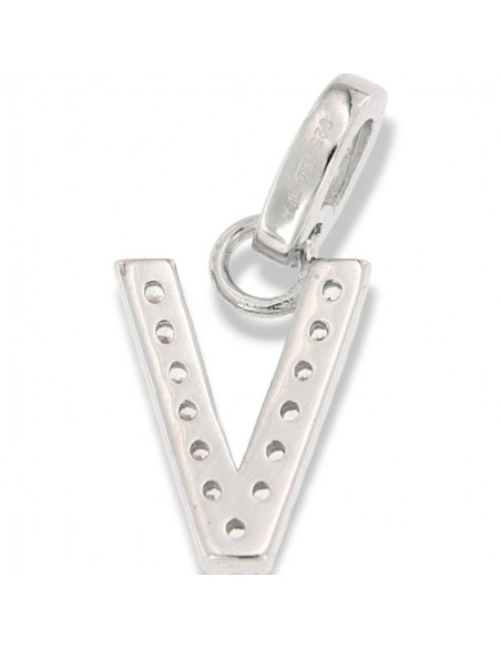 Ciondolo Argento Rodiato Iniziale V Zirconi Bia [52538af7]