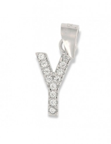 Ciondolo Argento Rodiato Iniziale Y Zirconi Bia [b62ad7e7]