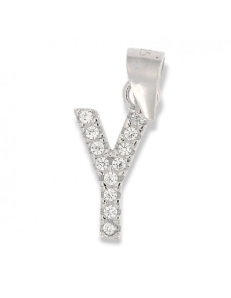 Ciondolo Argento Rodiato Iniziale Y Zirconi Bia [b62ad7e7]