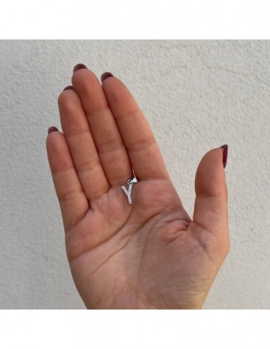 Ciondolo Argento Rodiato Iniziale Y Zirconi Bia [6fe0a43f]