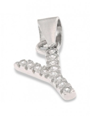 Ciondolo Argento Rodiato Iniziale Y Zirconi Bia [d8fd653b]