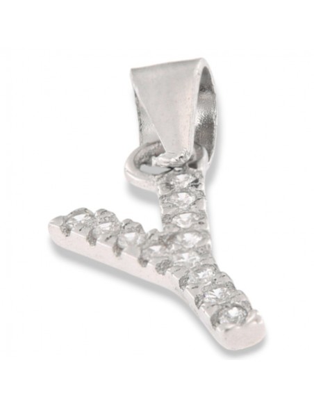 Ciondolo Argento Rodiato Iniziale Y Zirconi Bia [d8fd653b]