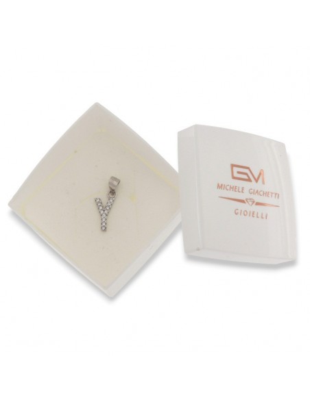 Ciondolo Argento Rodiato Iniziale Y Zirconi Bia [6ab0e321]