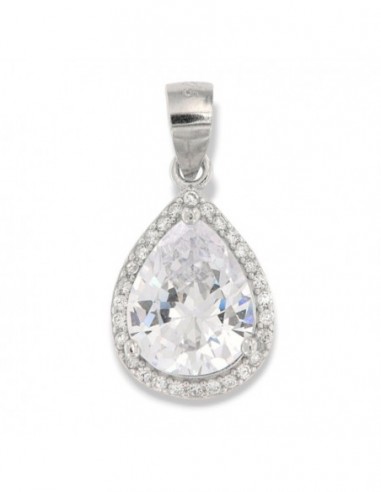 Ciondolo Argento Rodiato Goccia Zirconi Bianchi [6f0c94ea]