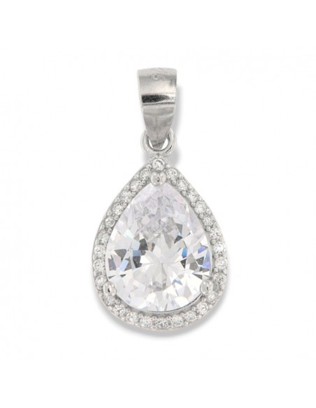 Ciondolo Argento Rodiato Goccia Zirconi Bianchi [6f0c94ea]