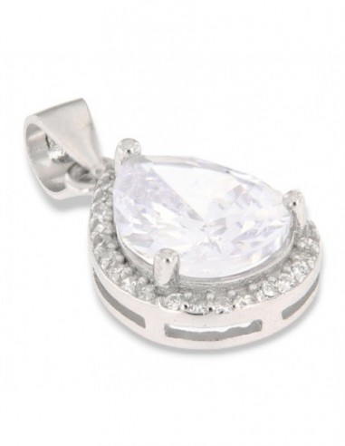 Ciondolo Argento Rodiato Goccia Zirconi Bianchi [51080c39]