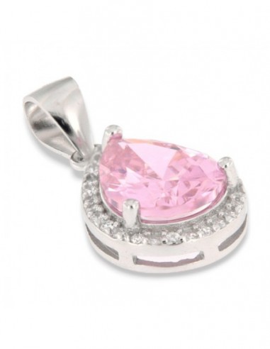 Ciondolo Argento Rodiato Goccia Zirconi Rosa [d6a4d438]