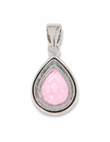 Ciondolo Argento Rodiato Goccia Zirconi Rosa [d3f49326]