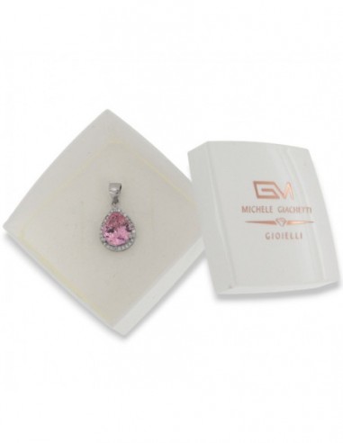 Ciondolo Argento Rodiato Goccia Zirconi Rosa [64e95222]