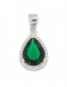 Ciondolo Argento Rodiato Goccia Zirconi Verde [6a5cd3f4]