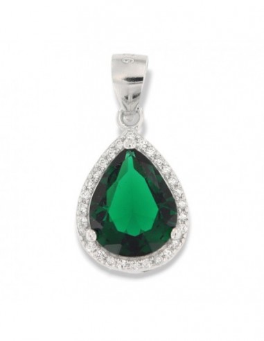 Ciondolo Argento Rodiato Goccia Zirconi Verde [6a5cd3f4]