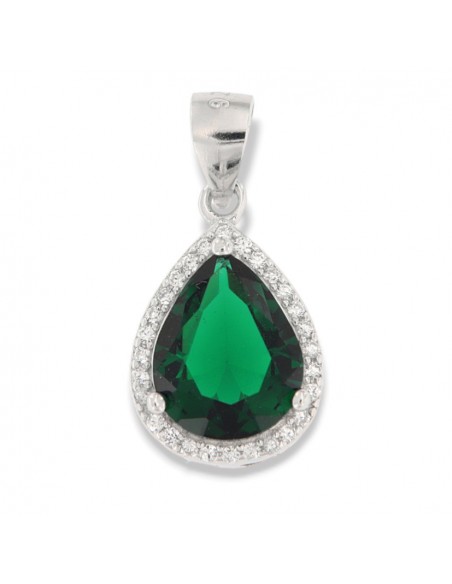 Ciondolo Argento Rodiato Goccia Zirconi Verde [6a5cd3f4]