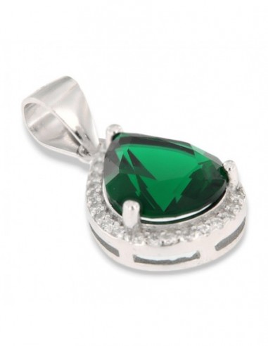 Ciondolo Argento Rodiato Goccia Zirconi Verde [c44f073c]