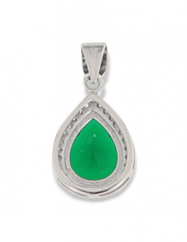 Ciondolo Argento Rodiato Goccia Zirconi Verde [c11f4022]