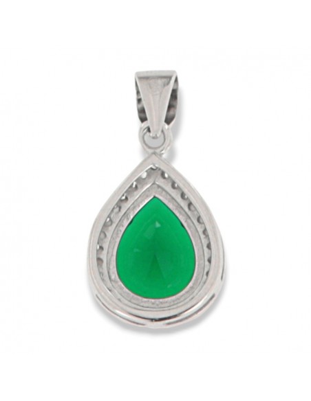 Ciondolo Argento Rodiato Goccia Zirconi Verde [c11f4022]