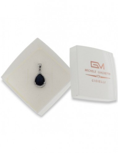 Ciondolo Argento Rodiato Goccia Zirconi Blu [52d4262f]