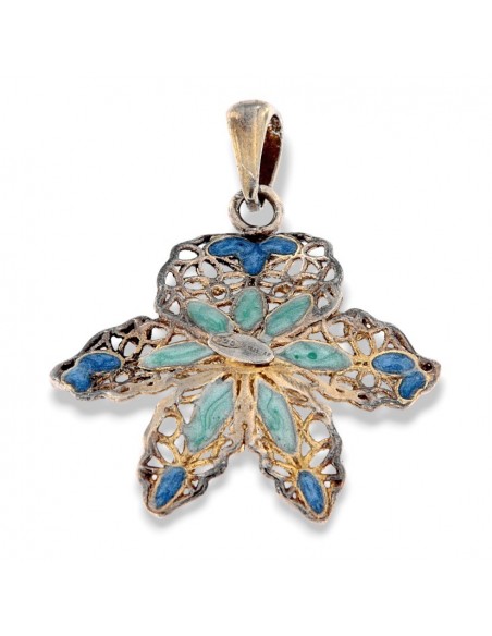 Ciondolo Argento Rodiato Dorato Fiore Smaltato [bbb9bcc9]