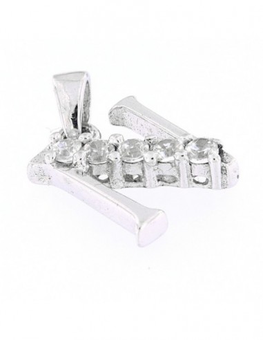 CIONDOLO ARGENTO RODIATO LETTERA N CON ZIRCONI [fbf1b4a9]