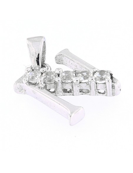 CIONDOLO ARGENTO RODIATO LETTERA N CON ZIRCONI [fbf1b4a9]