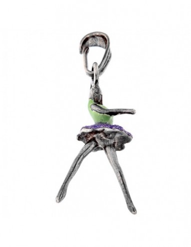 Ciondolo Argento Rodiato Ballerina Smaltata Verde [f448cdfa]