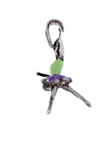 Ciondolo Argento Rodiato Ballerina Smaltata Verde [fdd55933]