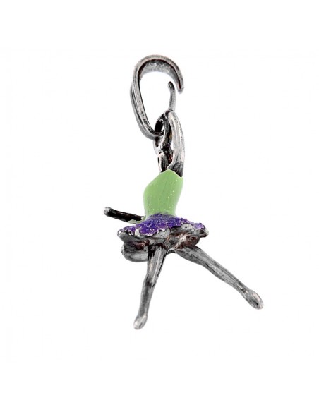 Ciondolo Argento Rodiato Ballerina Smaltata Verde [fdd55933]