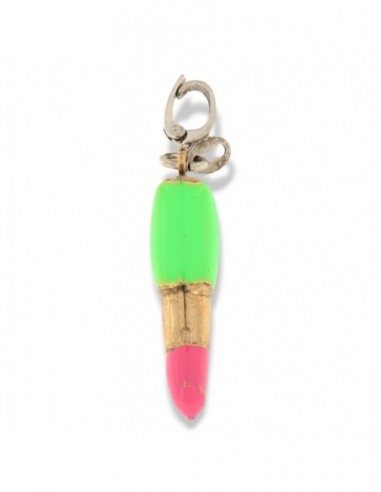 Ciondolo Argento Rodiato Rossetto Smaltato Verde [283ec9e9]