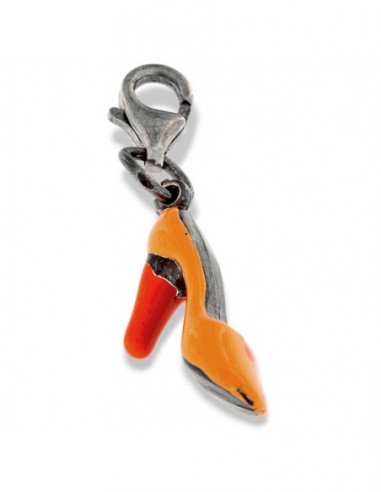 Ciondolo Argento Rodiato Scarpa Arancione Smaltata [229e47d5]