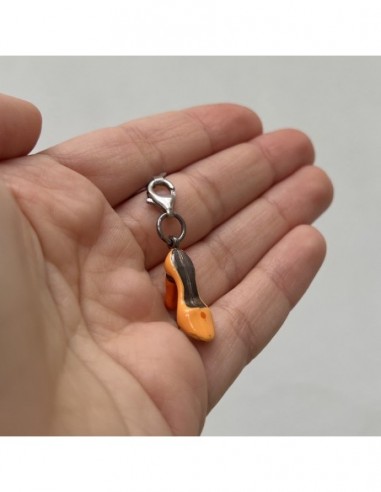 Ciondolo Argento Rodiato Scarpa Arancione Smaltata [cbe82d3e]