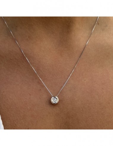 CIONDOLO ORO BIANCO PUNTO LUCE DIAMANTE 0,135 [73e297a0]