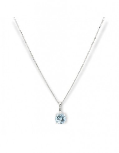 COLLANA ORO BIANCO ACQUAMARINA TONDA 1,5 CARATI DI [61867920]