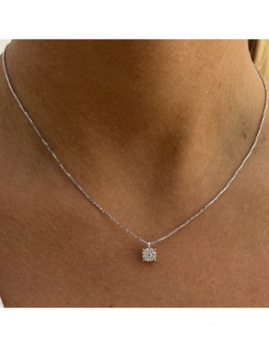 COLLANA ORO BIANCO PUNTO LUCE MAGIC 0,14 CARATI [b29037b1]