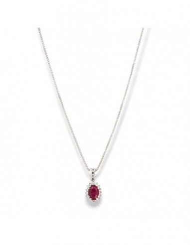 COLLANA ORO BIANCO PRINCIPESSA OVALE RUBINO 0,54 C [52604103]