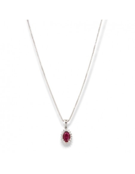 COLLANA ORO BIANCO PRINCIPESSA OVALE RUBINO 0,54 C [52604103]