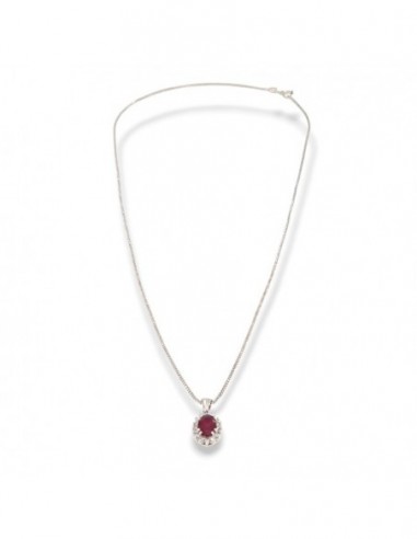 COLLANA ORO BIANCO PRINCIPESSA OVALE RUBINO 0,54 C [aa7810f6]