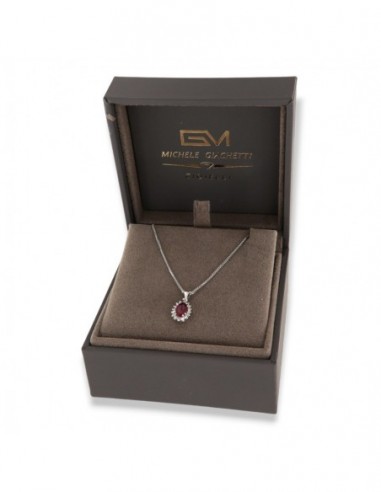 COLLANA ORO BIANCO PRINCIPESSA OVALE RUBINO 0,54 C [c44392ff]