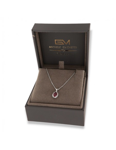 COLLANA ORO BIANCO PRINCIPESSA OVALE RUBINO 0,54 C [c44392ff]