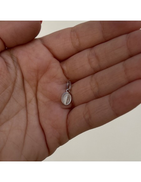 Ciondolo Oro Bianco Medaglia Madonna Miracolosa 10 [08541e86]