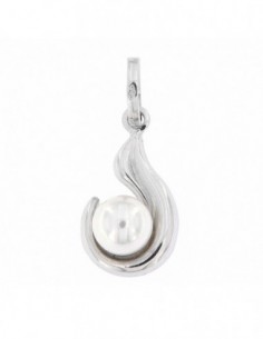 Ciondolo Oro Bianco Amo Liscio Con Perla [8afb5727]