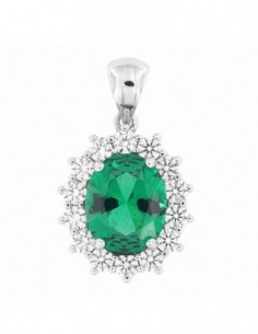 Ciondolo Oro Bianco Principessa Verde 10X8 MM [263d29bd]